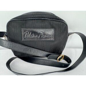 VTG Paloma Picasso Black Canvas Leather Logo Crossbody Shoulder Bag Handbag